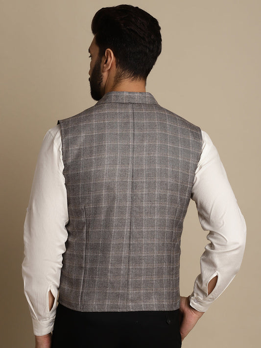 Even Apparels Men's Brown Waistcoat with Notched Lapel | Swadesiicart