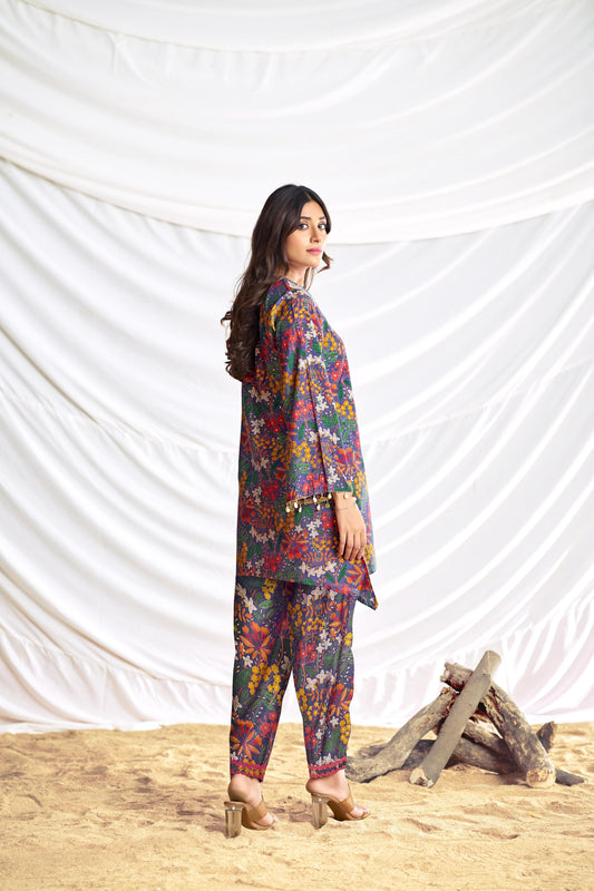 BulBul Dharvi Chanderi Blue Co-Ord Set - Swadesiicart