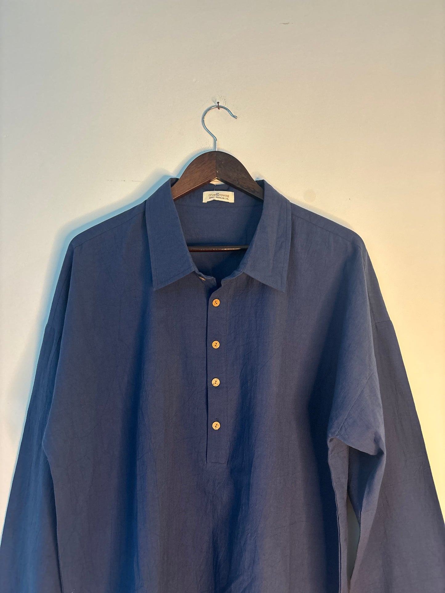 trueBrowns Blue Men's Shirt Kurta | Swadesiicart