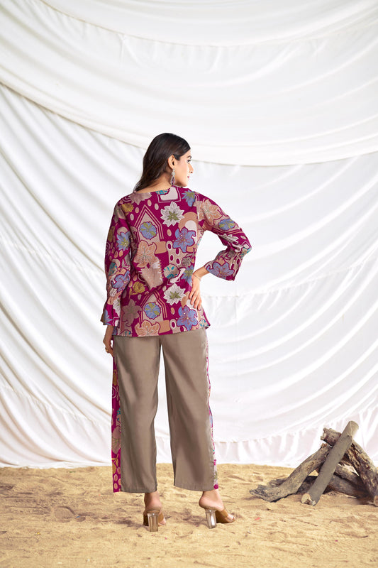 BulBul Ojasvi Red Chanderi Co-Ord Set - Swadesiicart