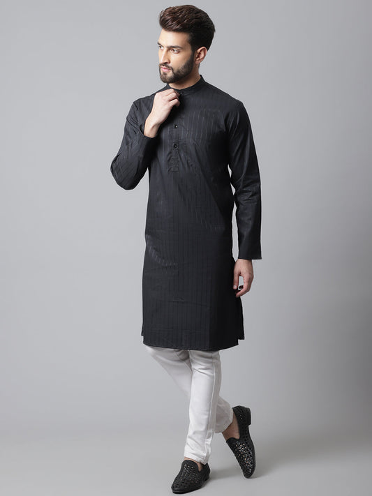 Even Apparels Black Solid Kurta With Band Collar | Swadesiicart