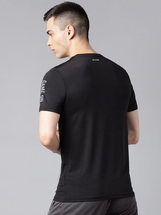 Alcis Typography Printed Dry Tech Slim Fit T-Shirt | Swadesiicart