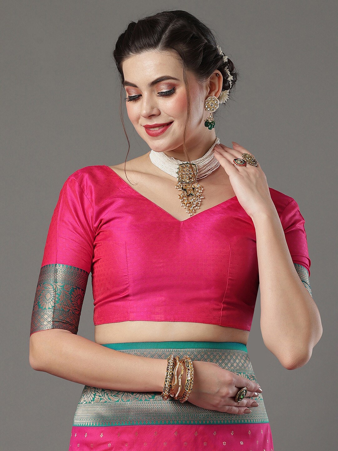 Mitera Floral Woven Design Zari Banarasi Saree | Swadesiicart