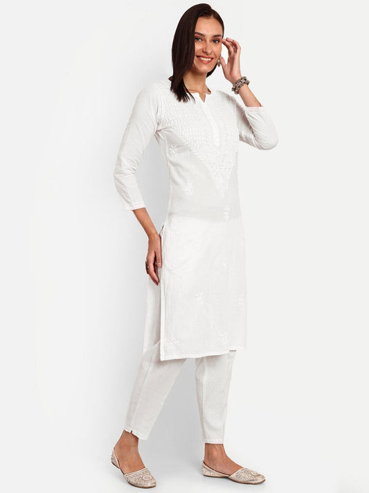 ADA Floral Embroidered Chikankari Kurta | Swadesiicart