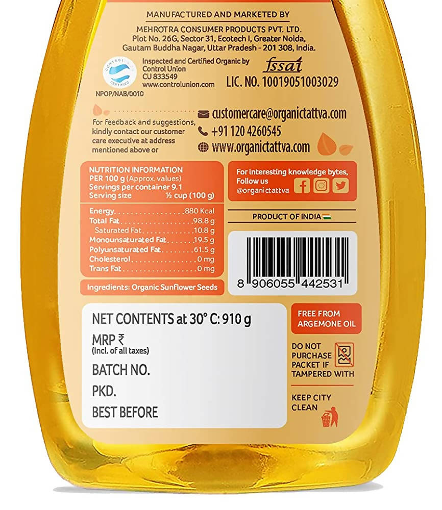 Organic Tattva Sunflower Oil