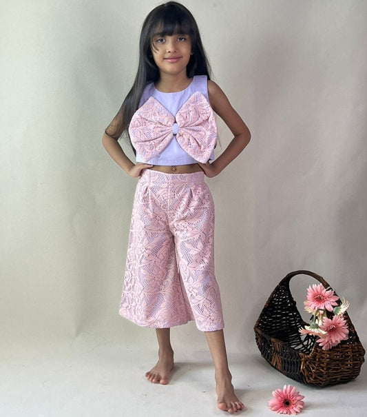 ArthLife Lavender And Pink Bow Co-Ord Set - Swadesiicart