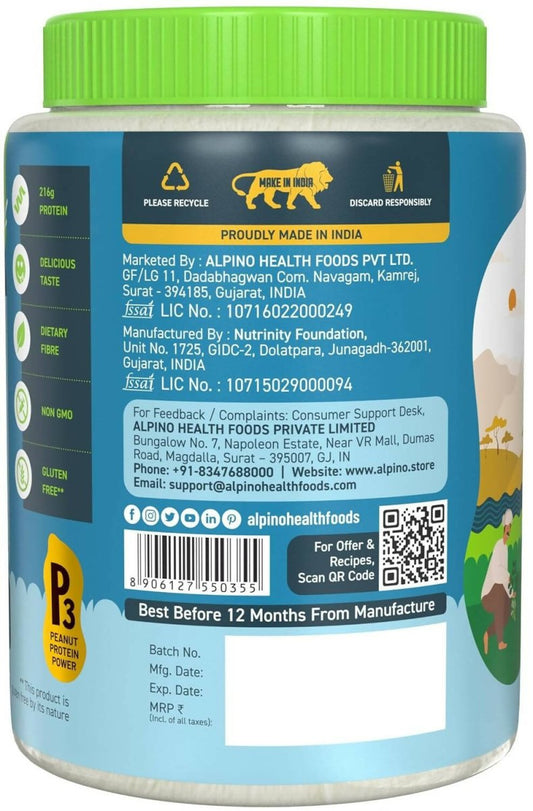 Alpino Natural Peanut Butter Powder Unsweetened - Swadesiicart