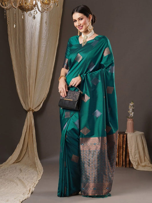 Anouk Zari Silk Blend Banarasi Saree | Swadesiicart