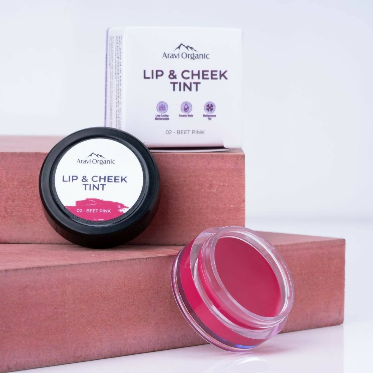 Aravi Organic Everyday Vegan Lip and Cheek Tint Balm Lip Tint - Beet Pink | Swadesiicart