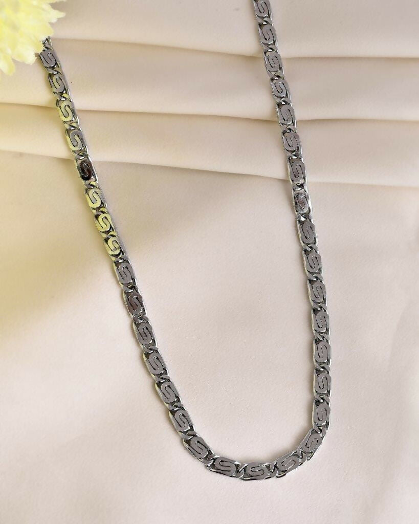 VOJ Men Silver Plated Stainless Steel Chain | Swadesiicart