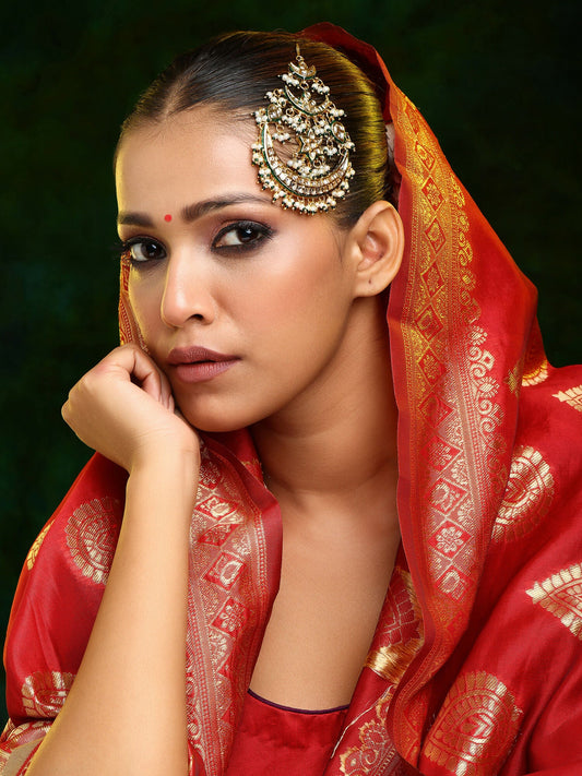 Ruby Raang 22k Gold Polished Kundan Passa | Swadesiicart