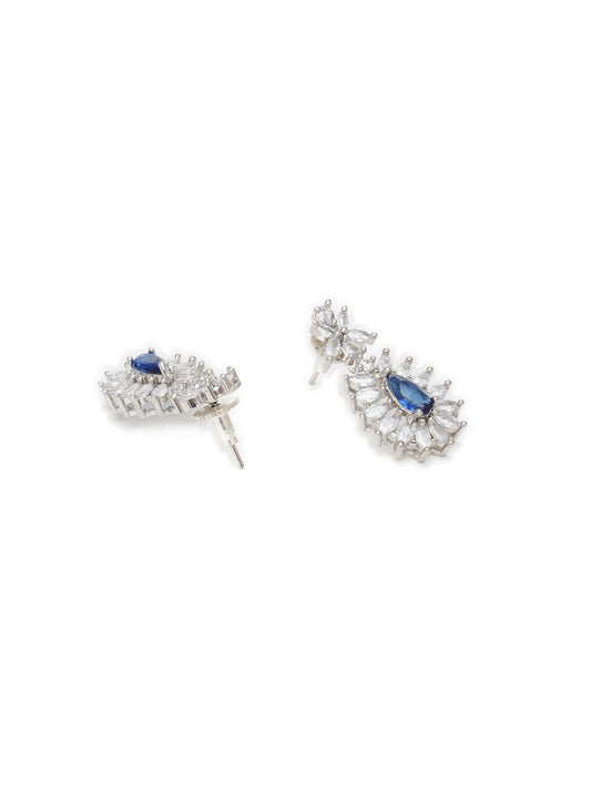 Long kundan earring (Blue) - Ruby Raang - Ruby Raang Studio