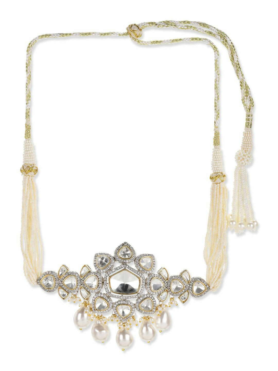 Kundan & Pearl Drop Choker- Ruby Raang | Swadesiicart