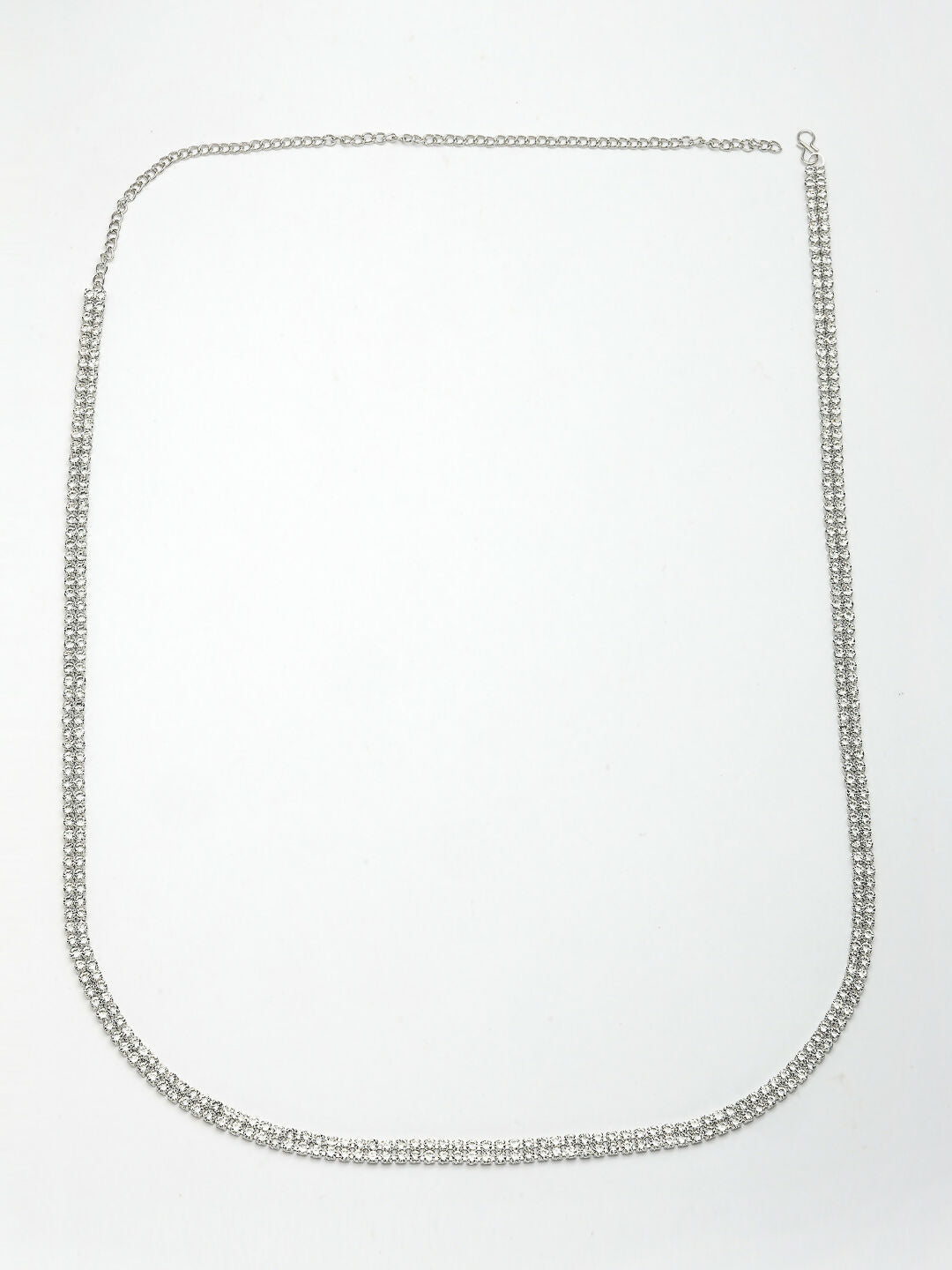 NVR Women's Silver-Plated AD-Studded Double Layered Kamarbandh Waist Chain | Swadesiicart