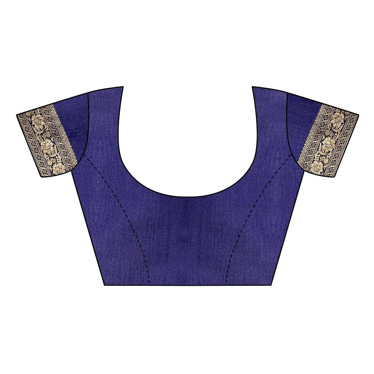 Vamika Traditional Banarasi Jacquard Weaving Navy Blue Saree | Swadesiicart