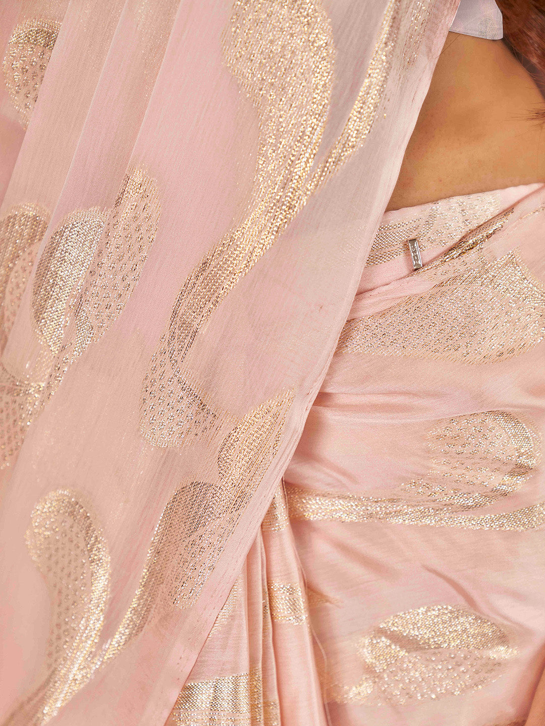 Tikhi Imli Woven Design Satin Jacquard Ready to Wear Saree | Swadesiicart