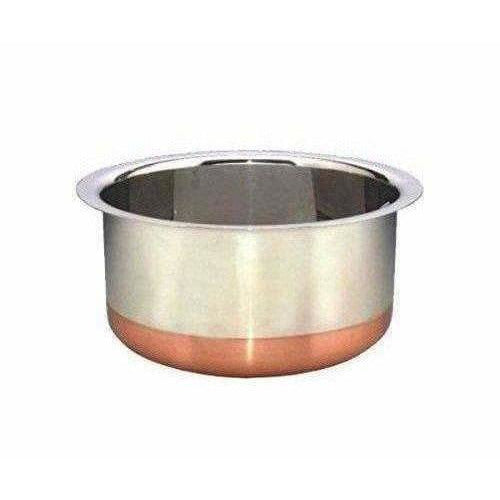Stainless Steel Patila Round Copper Bottom Container Ganj Tapeli with Lid - Swadesiicart