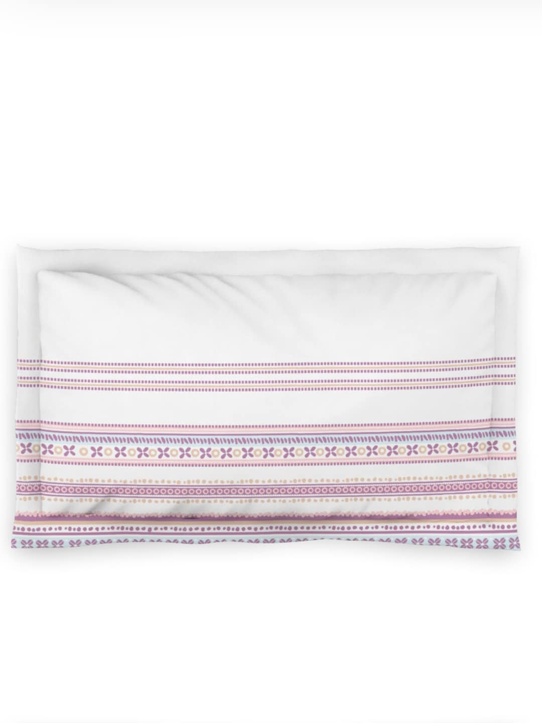 DDecor Purple & White Ethnic Motifs 144 TC Cotton Single Bedsheet with 1 Pillow Cover - Swadesiicart