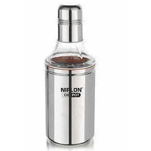 Nirlon Stainless Steel Oil Pot, 1 Litre, Silver - Swadesiicart