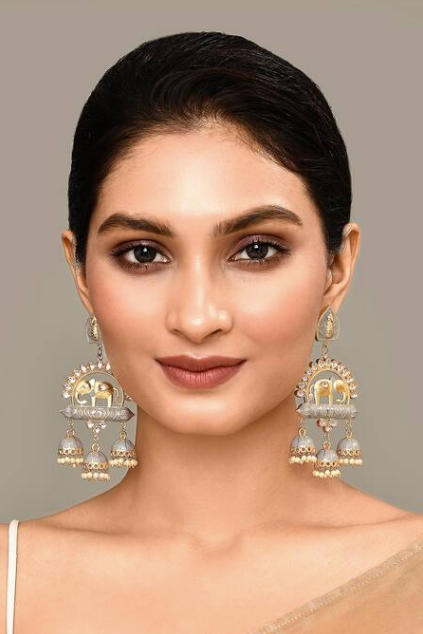 Elephant Shape Gray Jhumki Drop Earrings for Womens by House of Ree | Swadesiicart