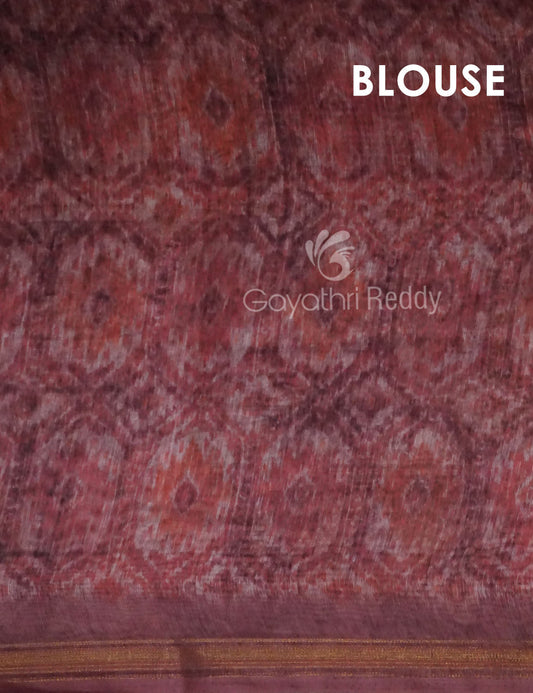 Red Onion Pink Colour Printed Semi Chanderi Design Saree By Gayathri Reddy Designer Studio | Swadesiicart