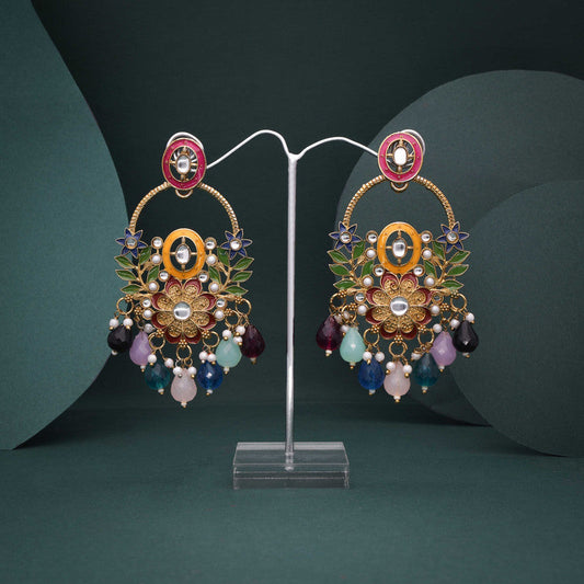 Tehzeeb Creations Multi Beads Multi Colour Earrings | Swadesiicart