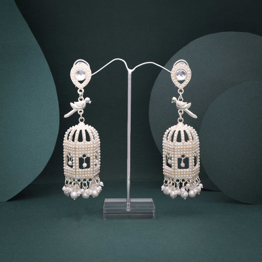 Tehzeeb Creations Gold-Polished Parrot Design Earrings | Swadesiicart