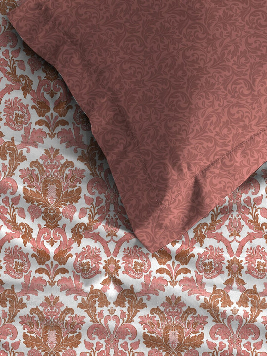 MYTRIDENT Comfort Living Maroon Pure Cotton 120 TC Queen Bedsheet with 2 Pillow Covers - Swadesiicart
