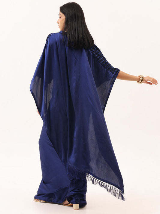 Tikhi Imli Striped Velvet Kaftan Saree | Swadesiicart