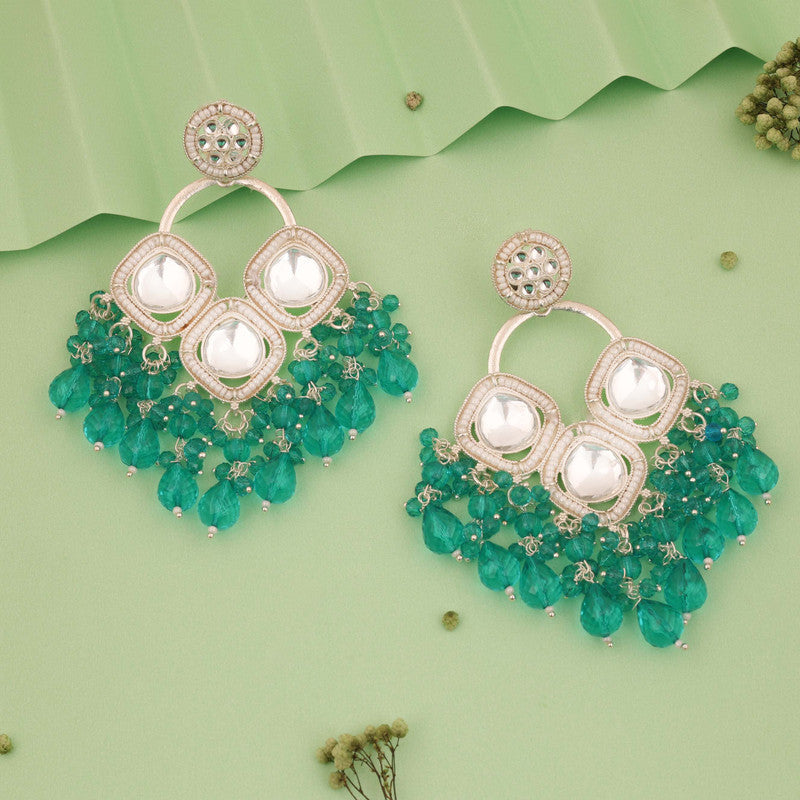 Tehzeeb Creations Gold Polish Green Colour Earrings | Swadesiicart