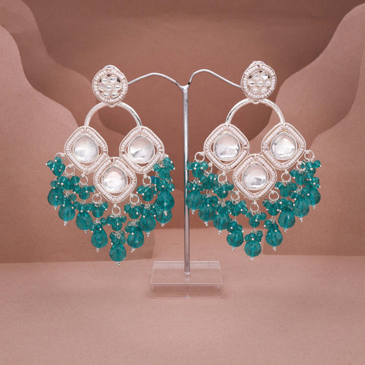 Tehzeeb Creations Gold Polish Green Colour Earrings | Swadesiicart
