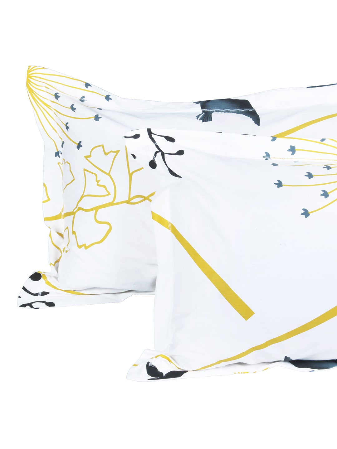 Story@home White & Blue Floral King Bedsheet with 2 Pillow Covers - Swadesiicart