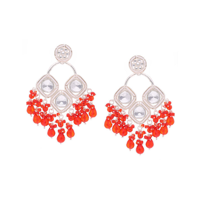 Tehzeeb Creations Gold Polish Red Colour Earrings