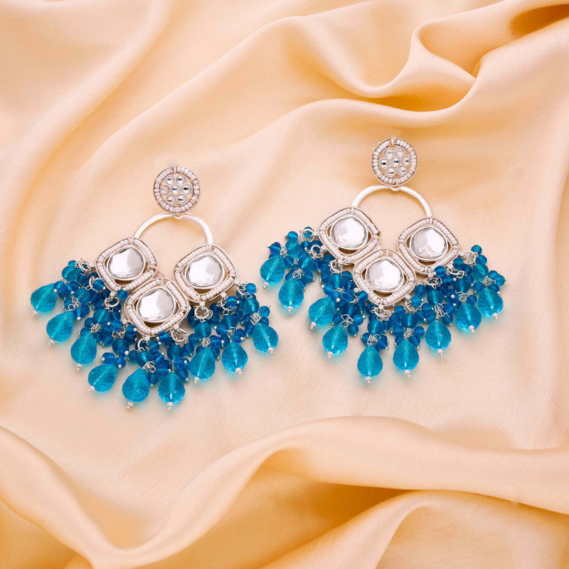 Tehzeeb Creations Gold Polish Sky Blue Colour Earrings