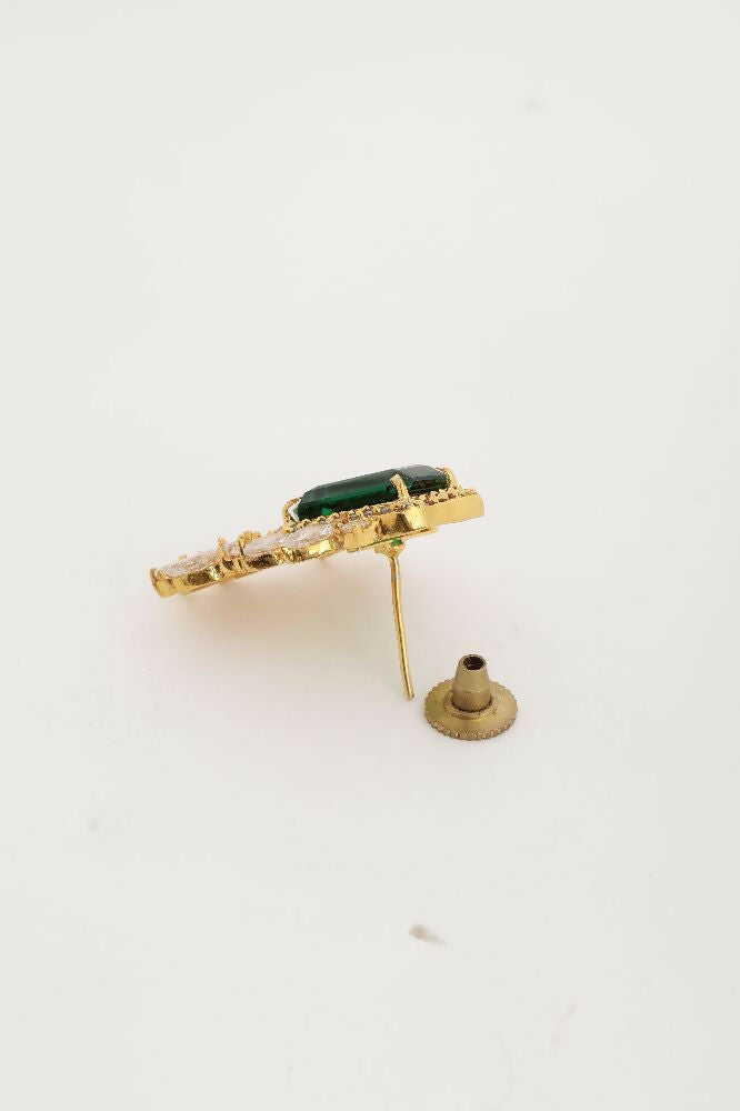 Nuyug 22K Gold Plated Emerald Fern Muse Stud Earrings | Swadesiicart