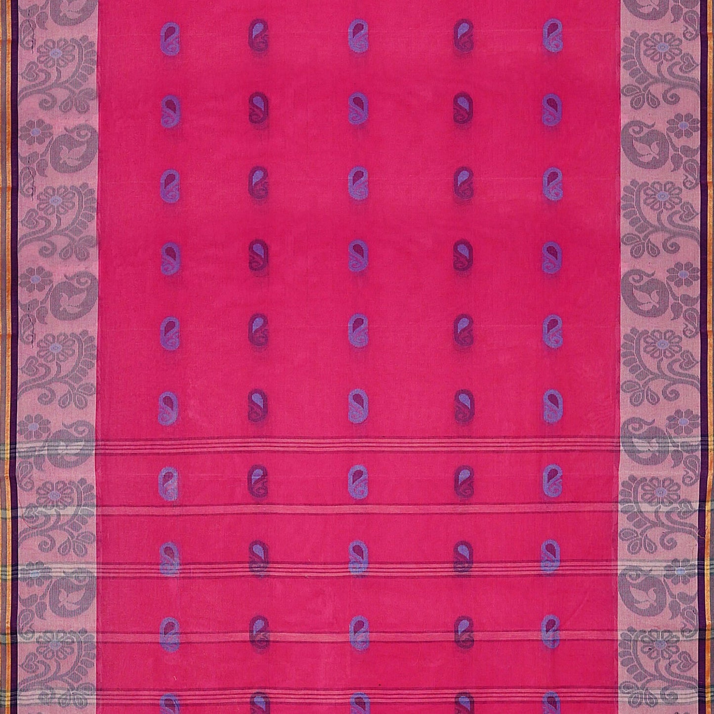 Exclusive Collection 100% Pure Cotton Pink Tant Saree With Hand Weaving Work - Swadesiicart