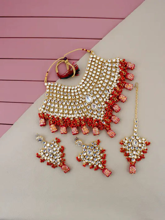 Tehzeeb Creations Kundan Bridal Set for Women & Girls - Swadesiicart