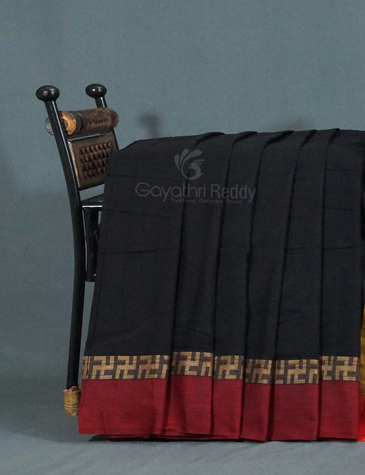 Kalanetha Black Colour Pure Narayanpet Cotton Saree By Gayathri Reddy Designer Studio | Swadesiicart