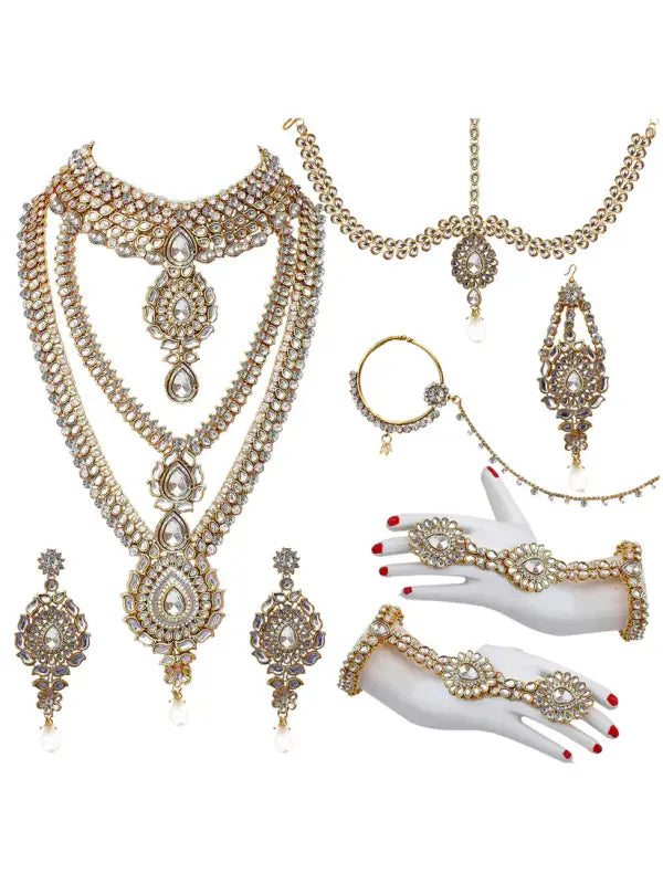 Tehzeeb Creations Traditional Kundan Bridal Set - Swadesiicart