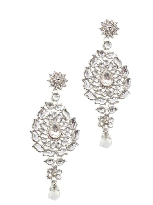 Tehzeeb Creations Platinum Plated Silver Polish Dulhan Bridal Jewelry Set 8 Pcs - Swadesiicart