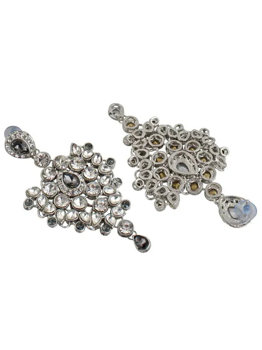 Tehzeeb Creations Platinum Plated Silver Polish Stone Mini Bridal Choker Set for Women & Girls