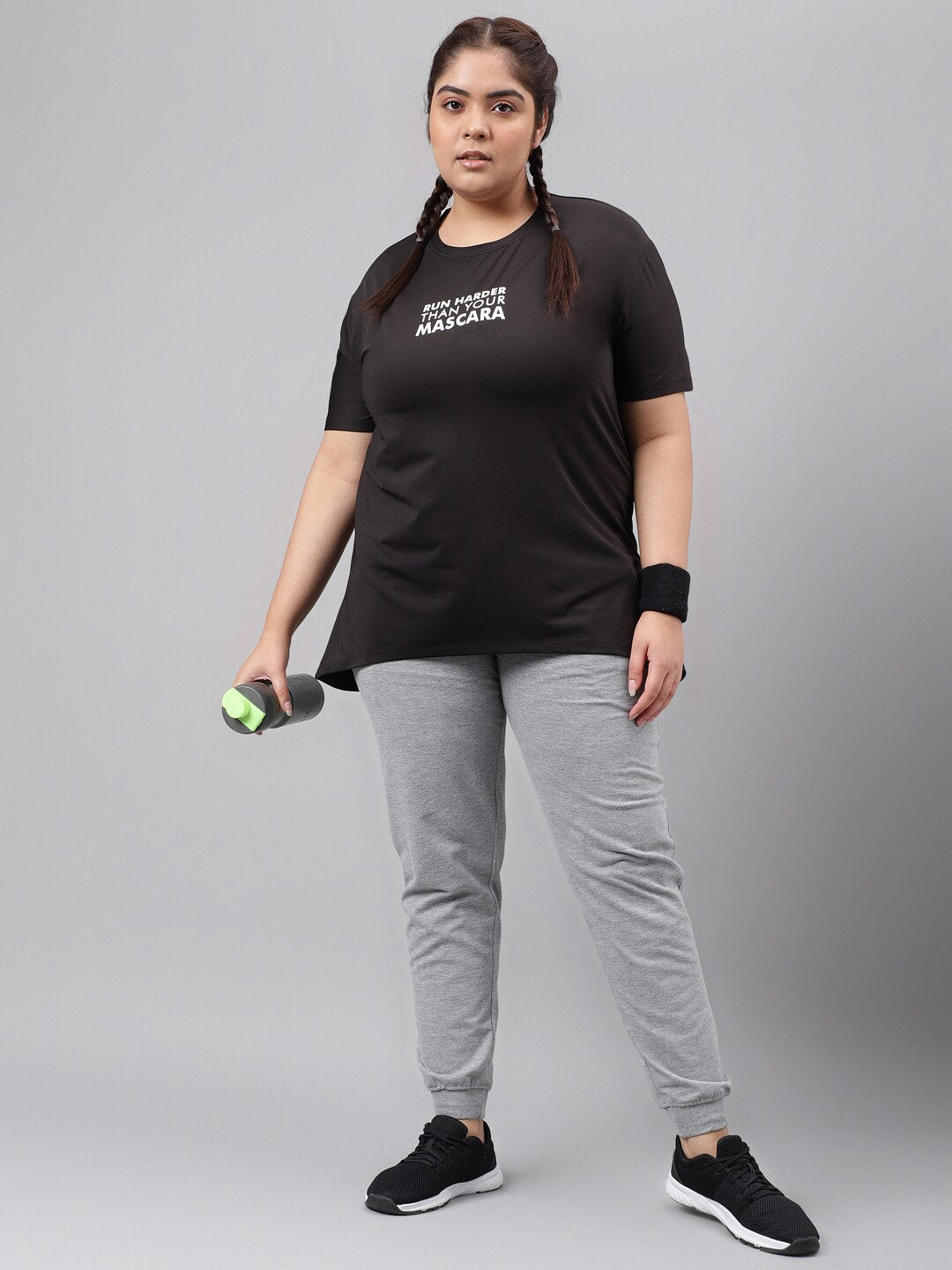 MKH Plus Size Typography Printed Drop Shoulder Sleeves Relaxed Fit Dri-FIT Sports T-Shirt - Swadesiicart
