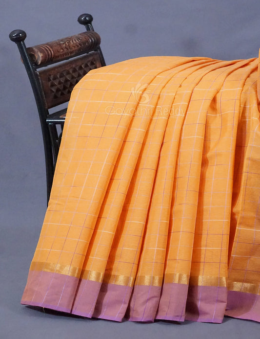 Dual Shade of Orange And Purple Pure Mangalgiri Cotton By Gayathri Reddy Designer Studio | Swadesiicart