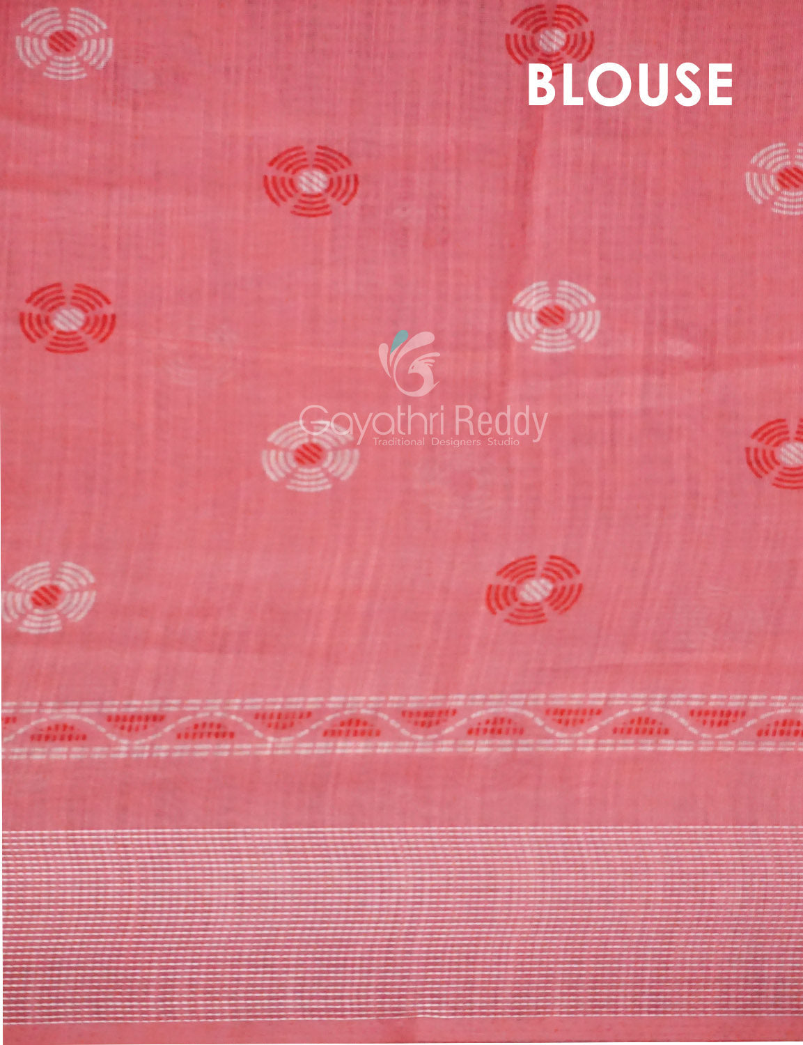 Peach Coloured Block Print Semi Chanderi Saree By Gayathri Reddy Designer Studio | Swadesiicart