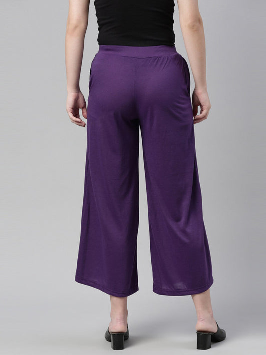 Souchii Women Purple Knitted Palazzos