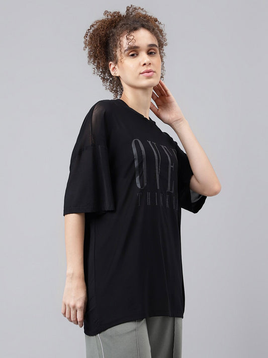 MKH Typography Printed Relaxed Fit Sheer Dri-FIT T-shirt - Swadesiicart