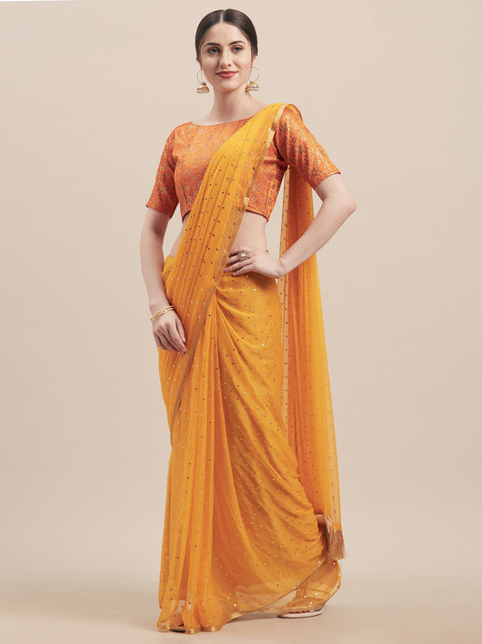 Tikhi Imli Embellished Mukaish Saree | Swadesiicart