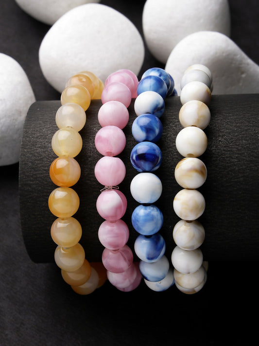 NVR Women & Men Set of 4 Multicolor Elasticated Rakhi With Roli Chawal | Swadesiicart