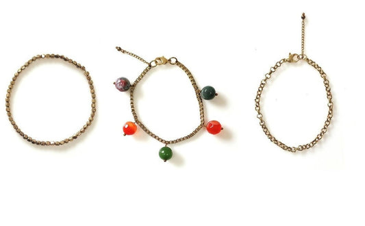 Bling Accessories Antique Brass Bracelet Pack Set of 3 Pcs