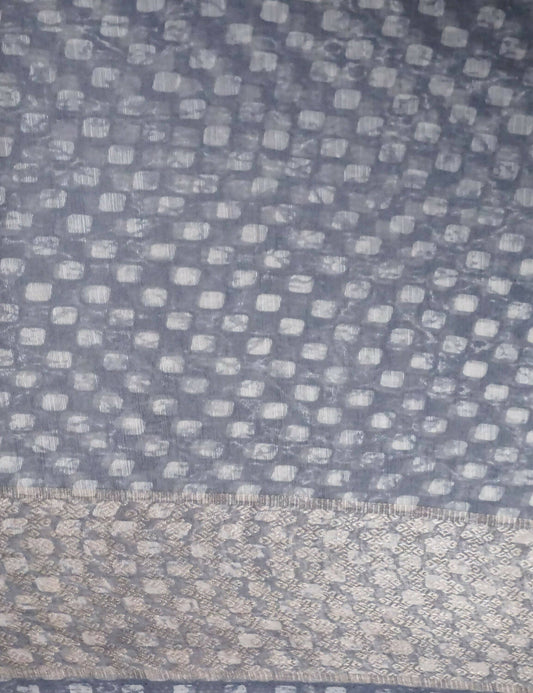 Shades Of Grey With Floral Design Semi Chanderi Saree By Gayathri Reddy Designer Studio | Swadesiicart